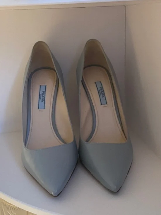 Prada Blue Leather Pointed Toe Heel - Picture 5 of 7